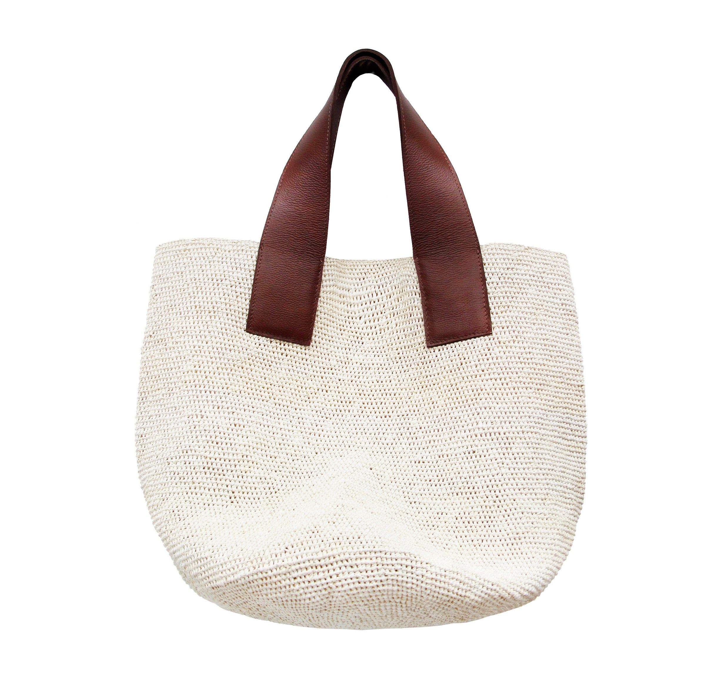 Trimmed Structured Natural Woven Straw Bag