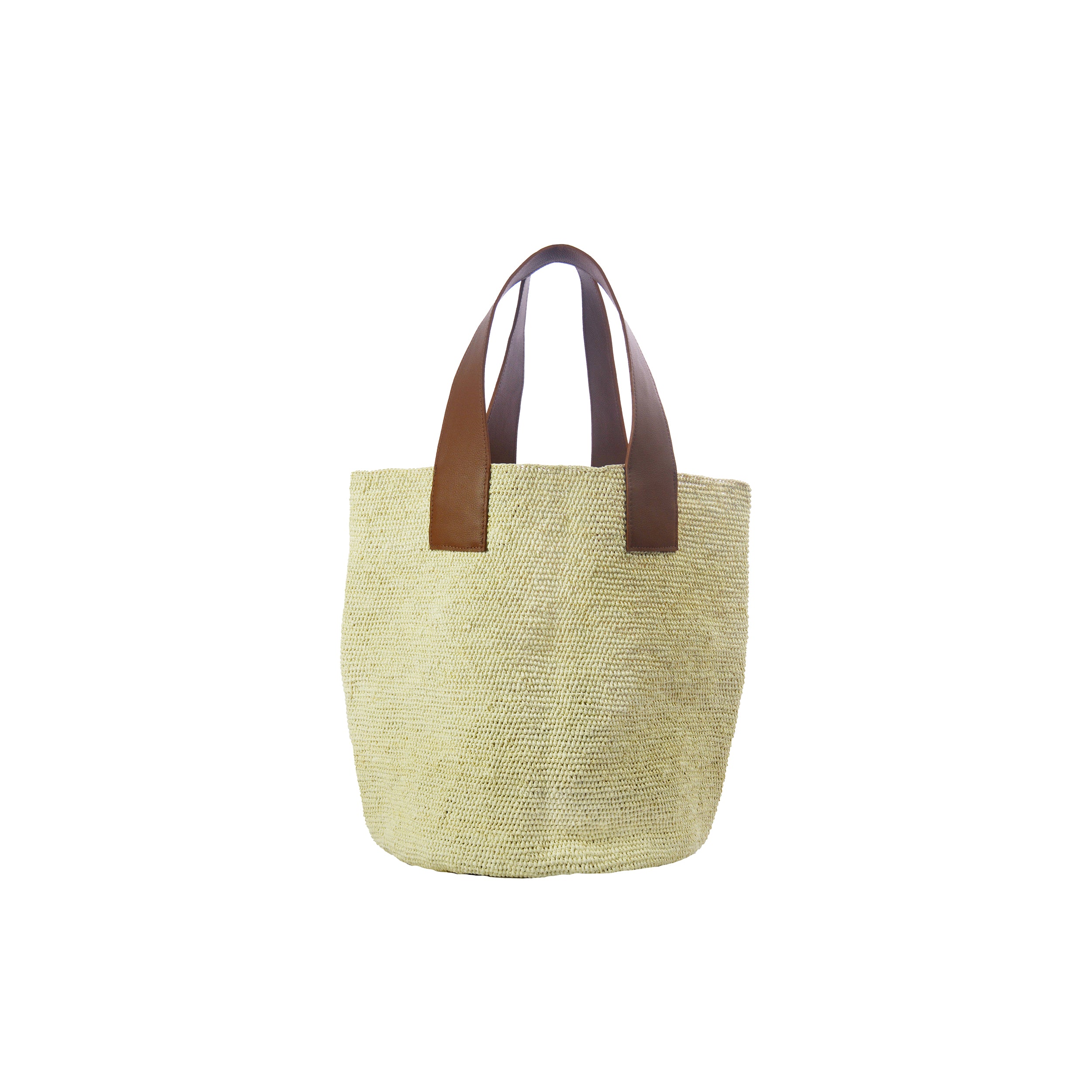 Trimmed Structured Natural Woven Straw Bag
