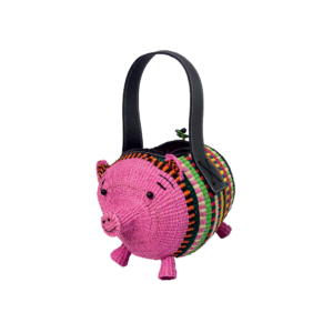 Woven Black Leather Pig Bag