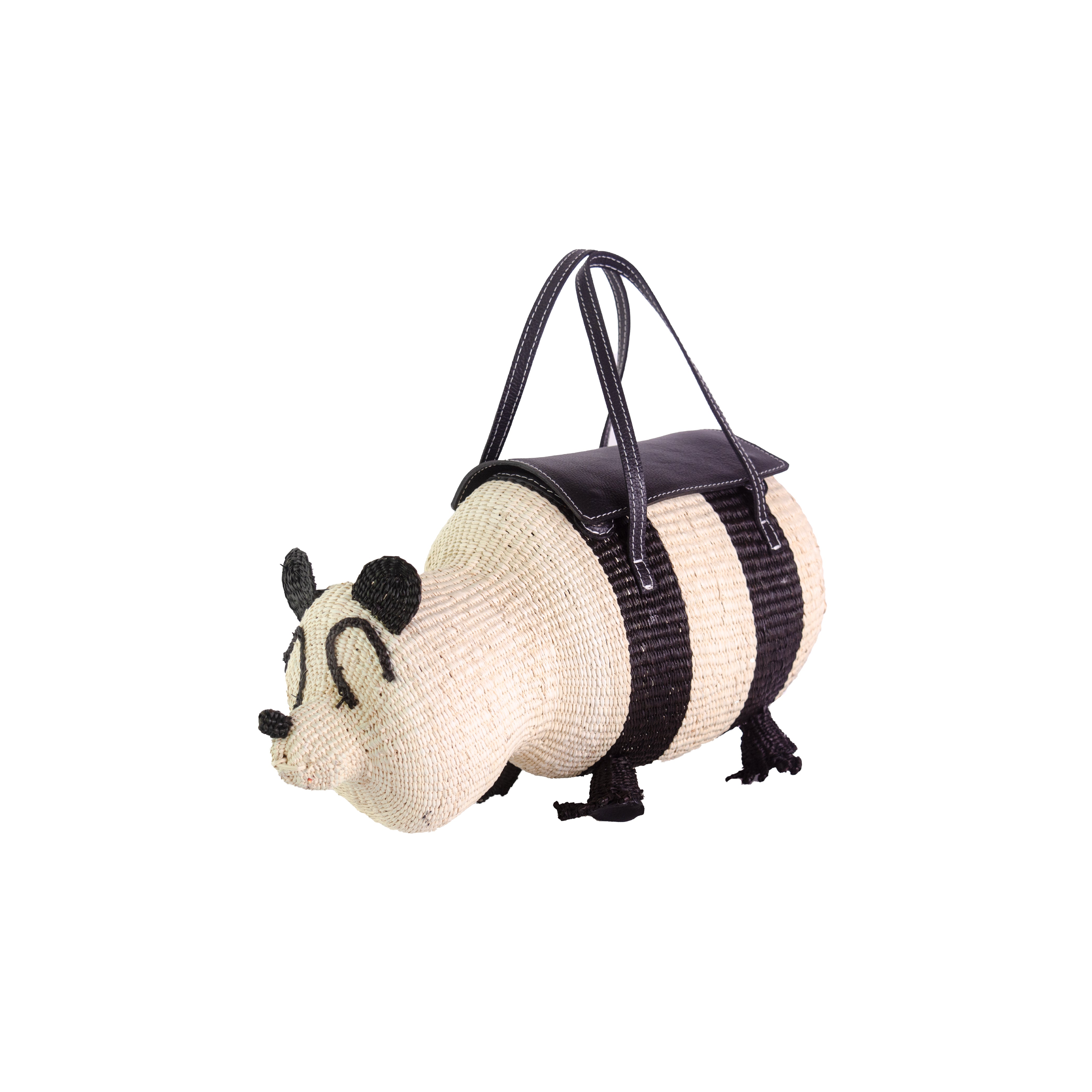 Woven Natural Leather Panda Handbag
