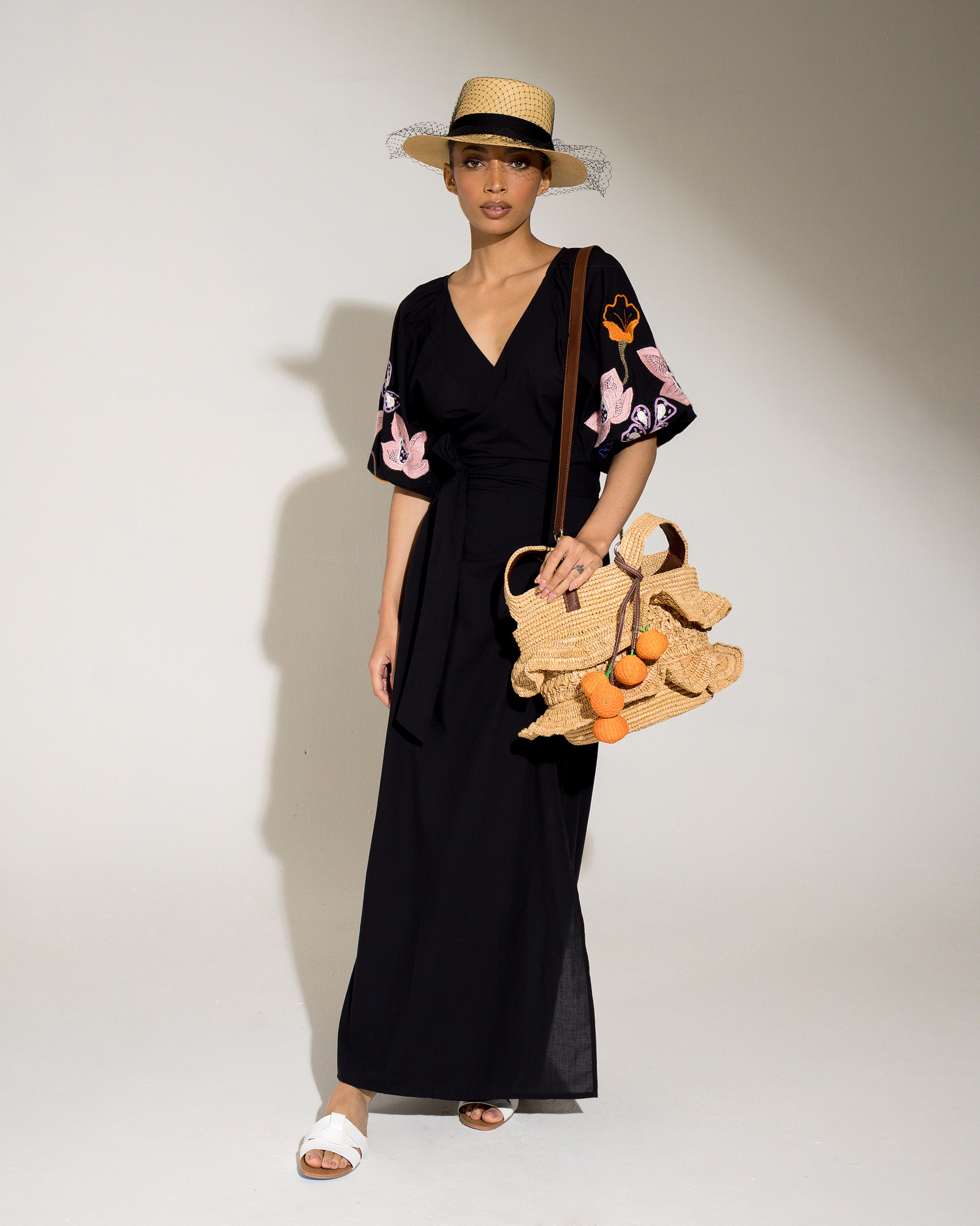 Ruffle Medium Bag with Leather Strap