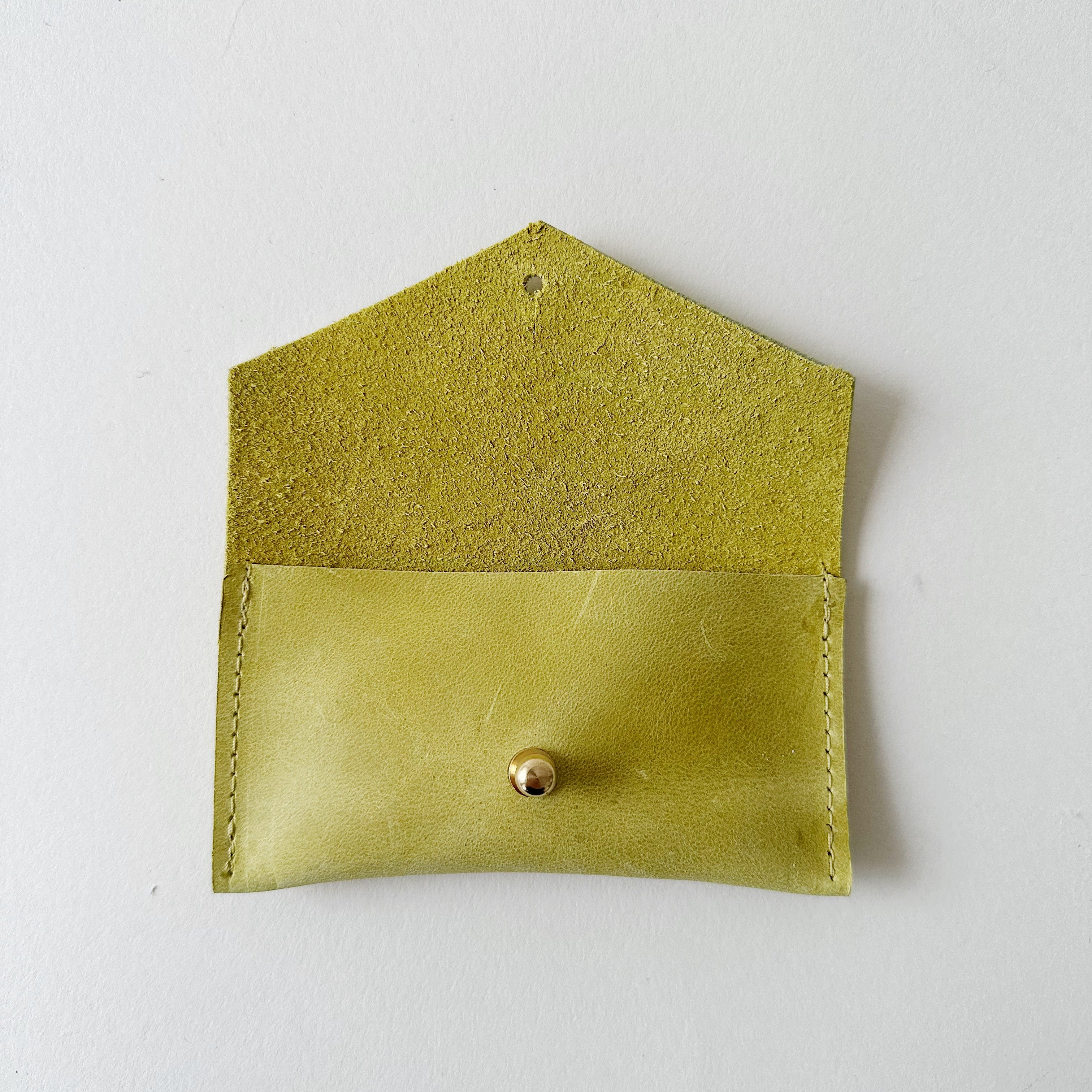 Citrus Yellow Leather Compact Snap Card Holder