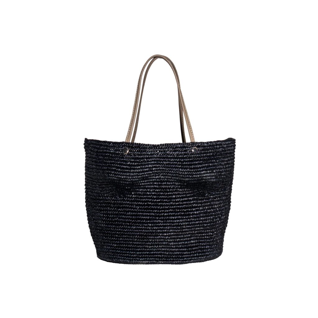 Woven Black Leather Corset Bag