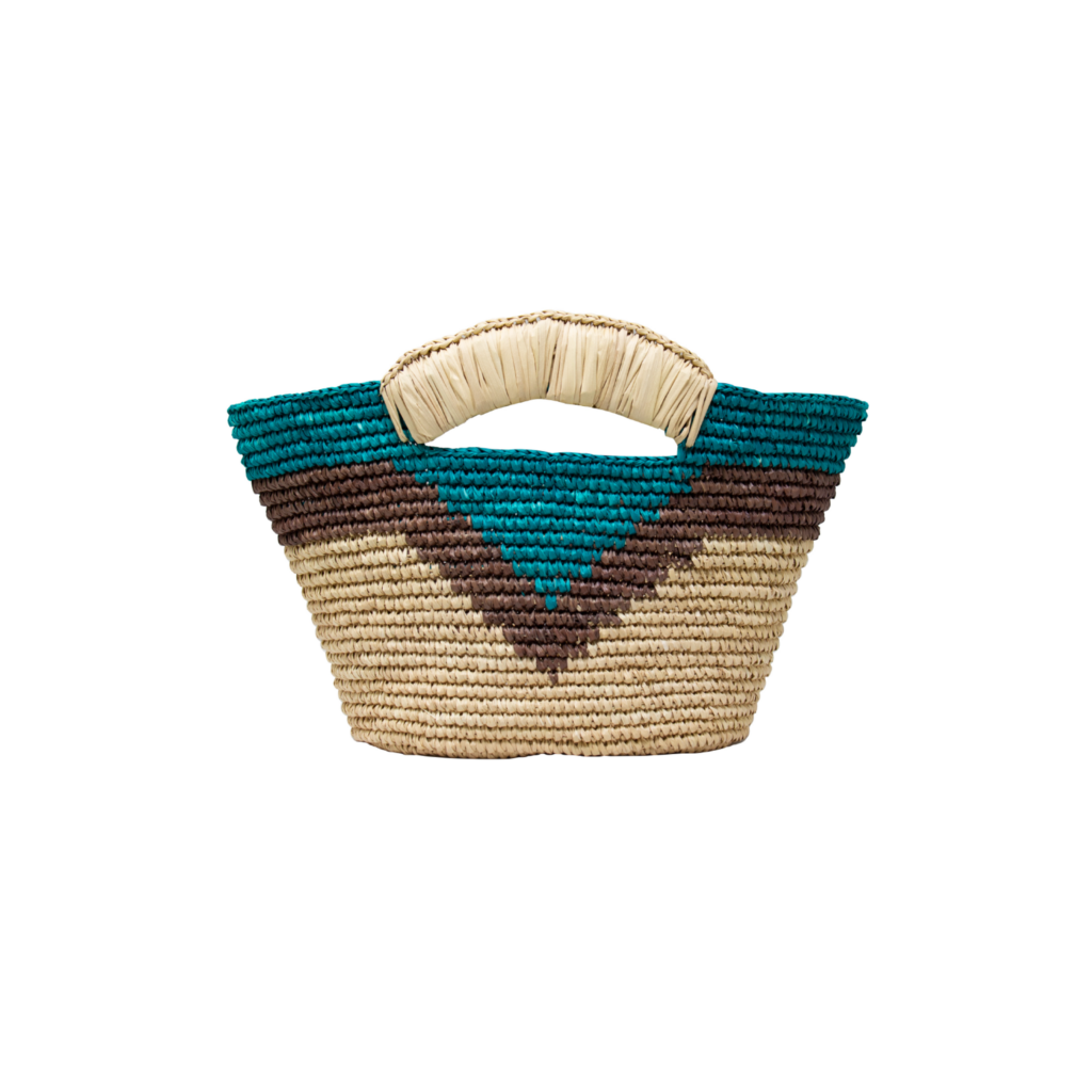 Beige Woven Mini Patterned Handbag