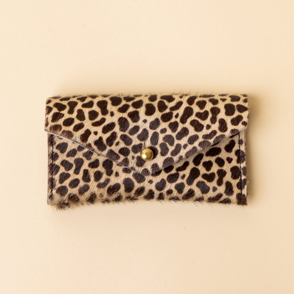 Speckled White Leather Compact Snap Card Holder
