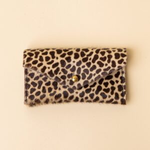 Speckled White Leather Compact Snap Card Holder