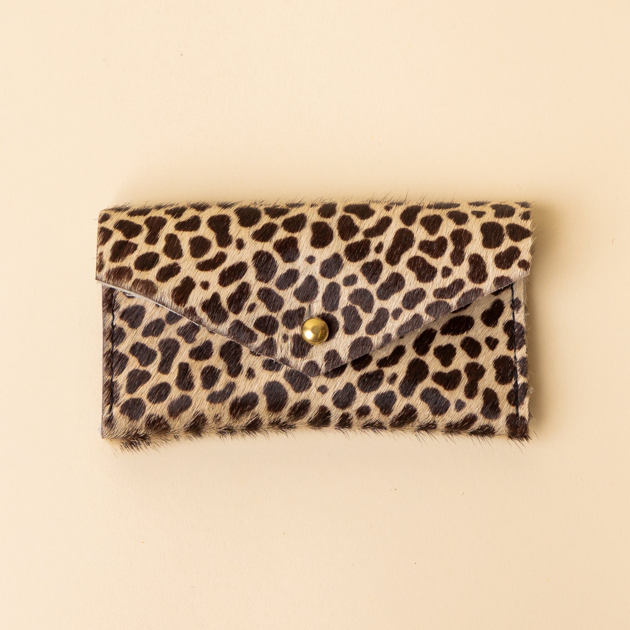 Speckled White Leather Compact Snap Card Holder