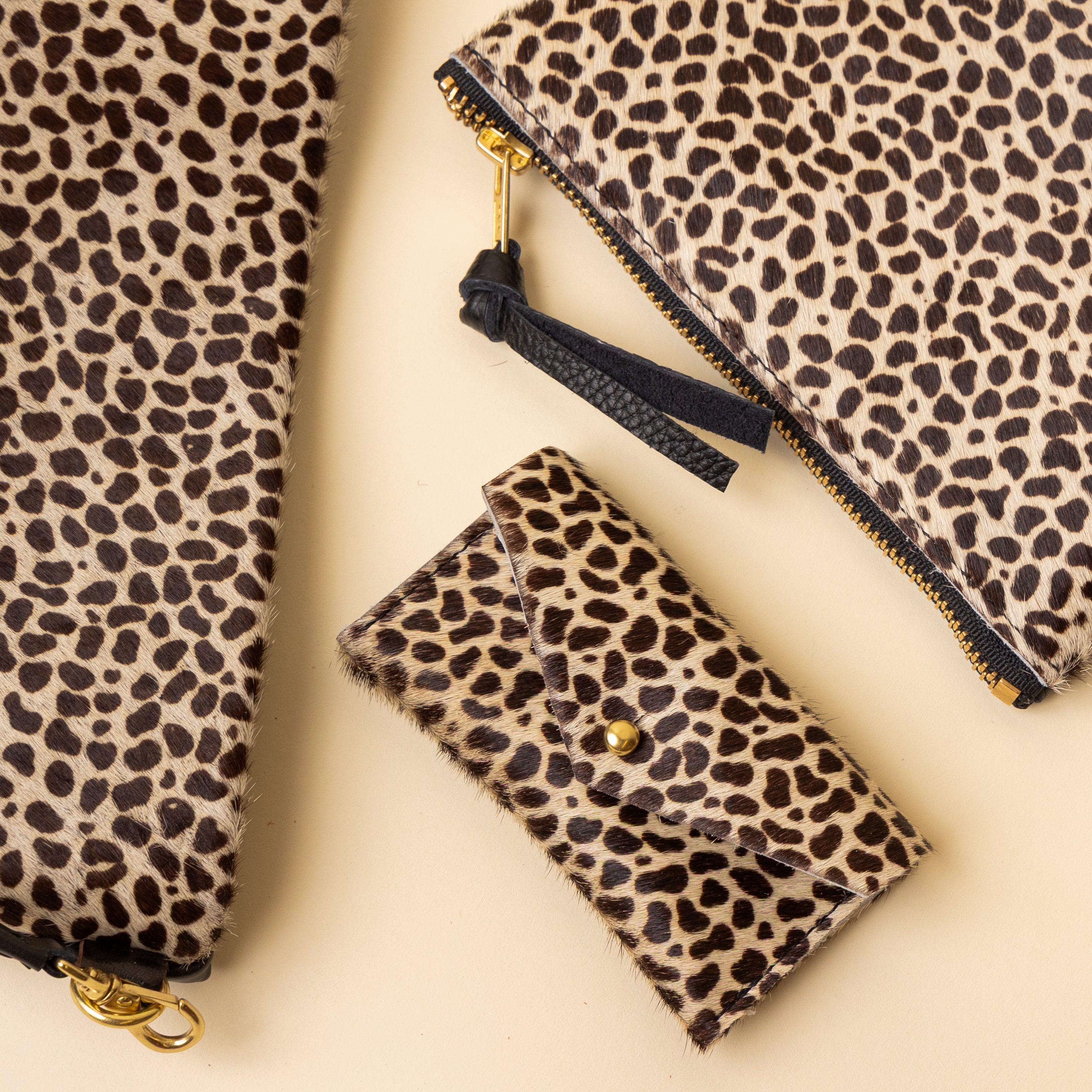 Speckled White Leather Compact Snap Card Holder