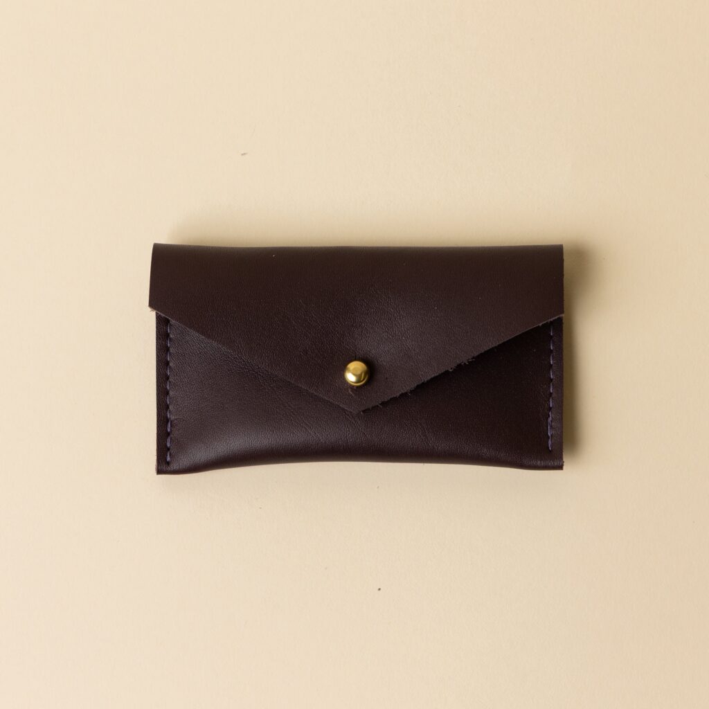 Deep Olive Leather Compact Snap Card Holder