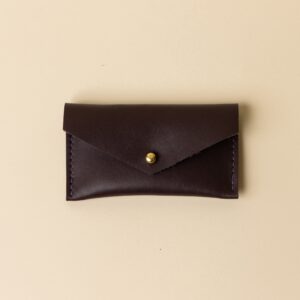 Deep Olive Leather Compact Snap Card Holder