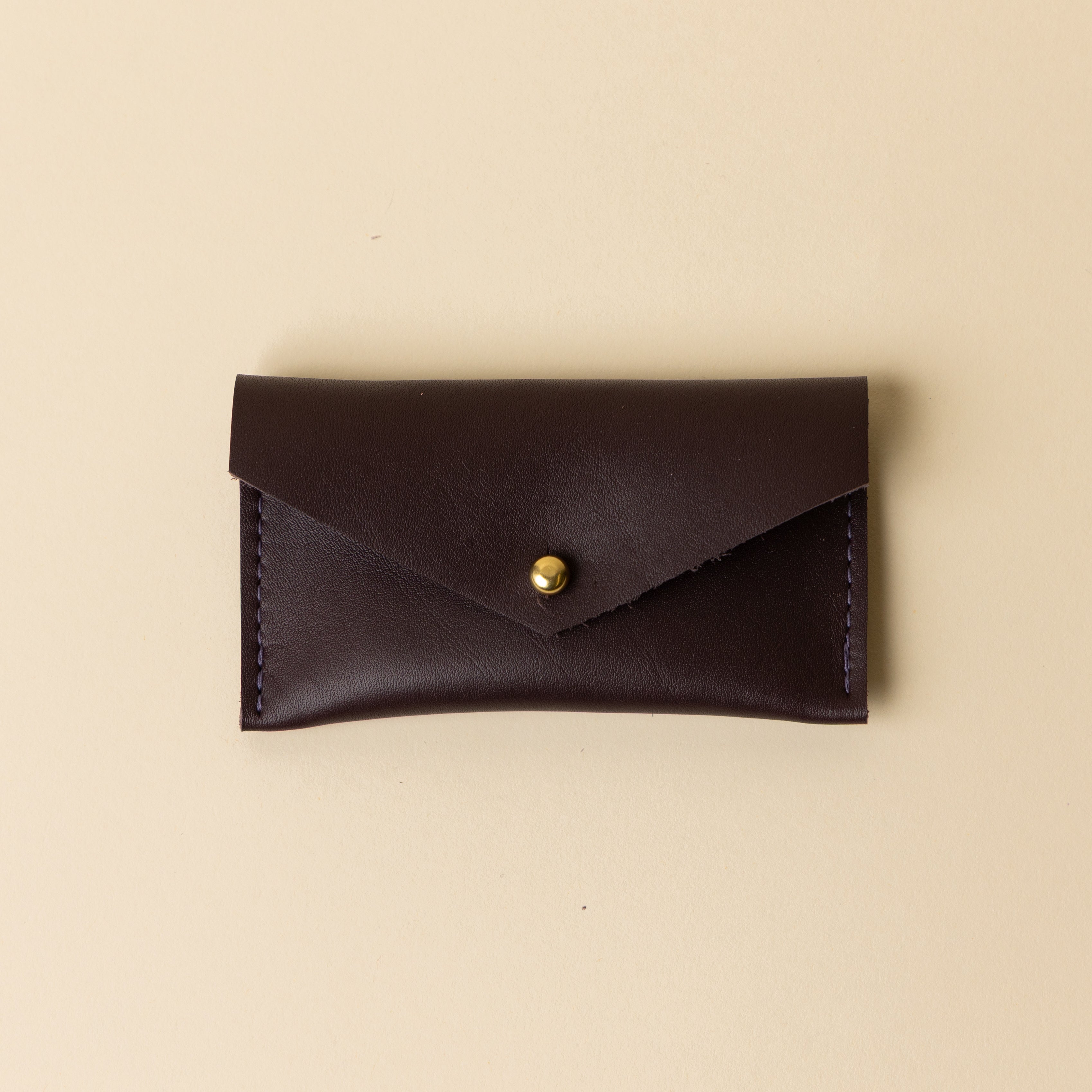 Deep Olive Leather Compact Snap Card Holder