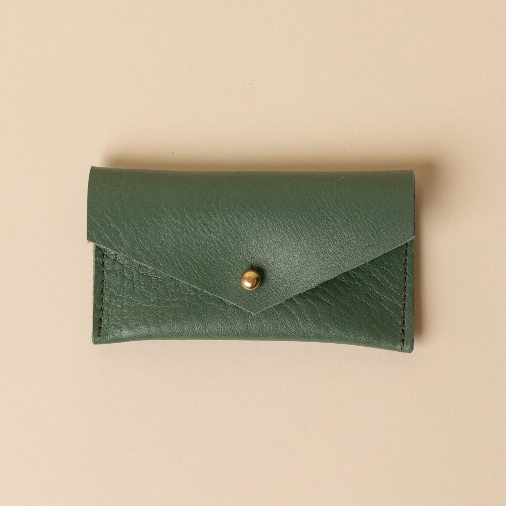Grass Green Leather Compact Snap Card Holder