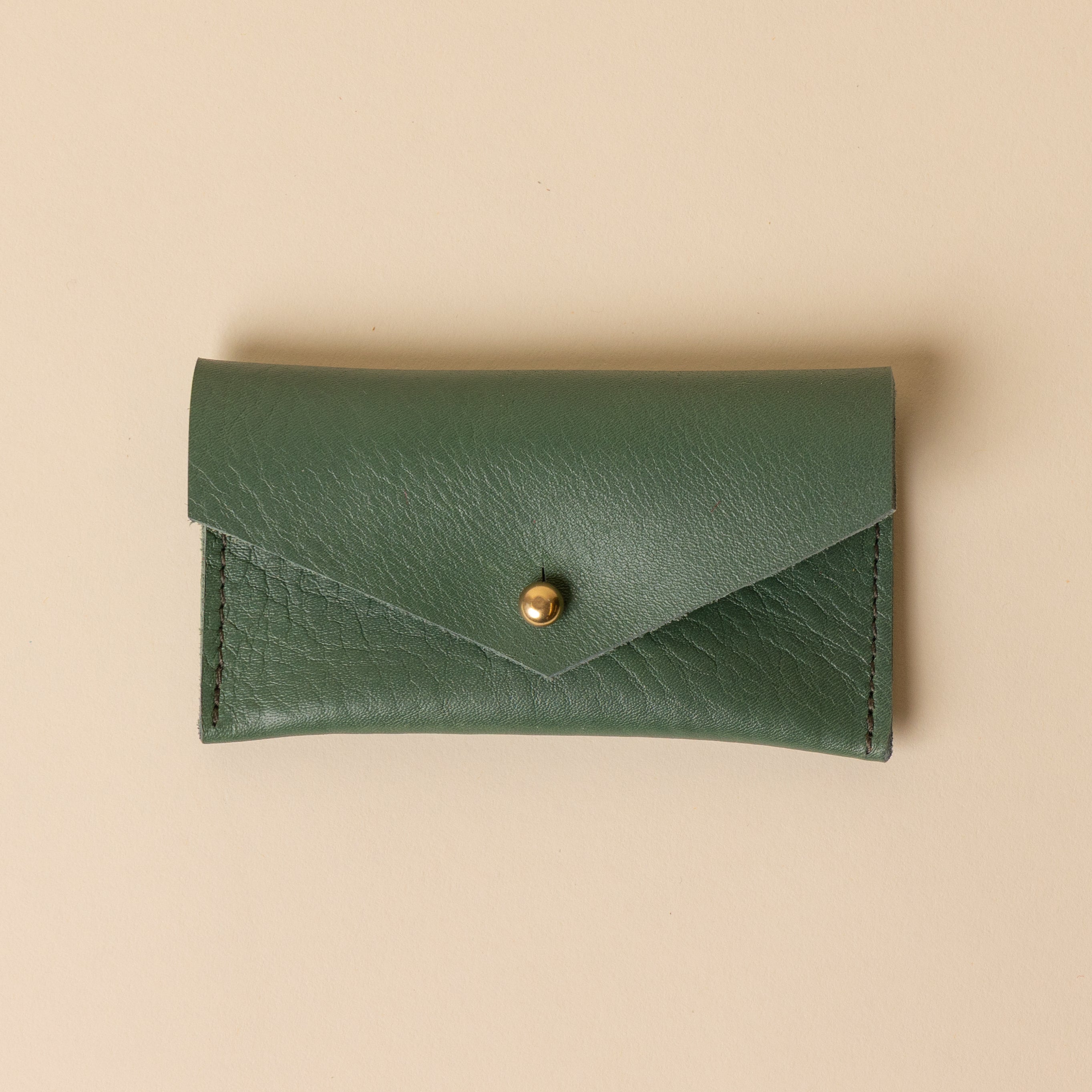 Grass Green Leather Compact Snap Card Holder