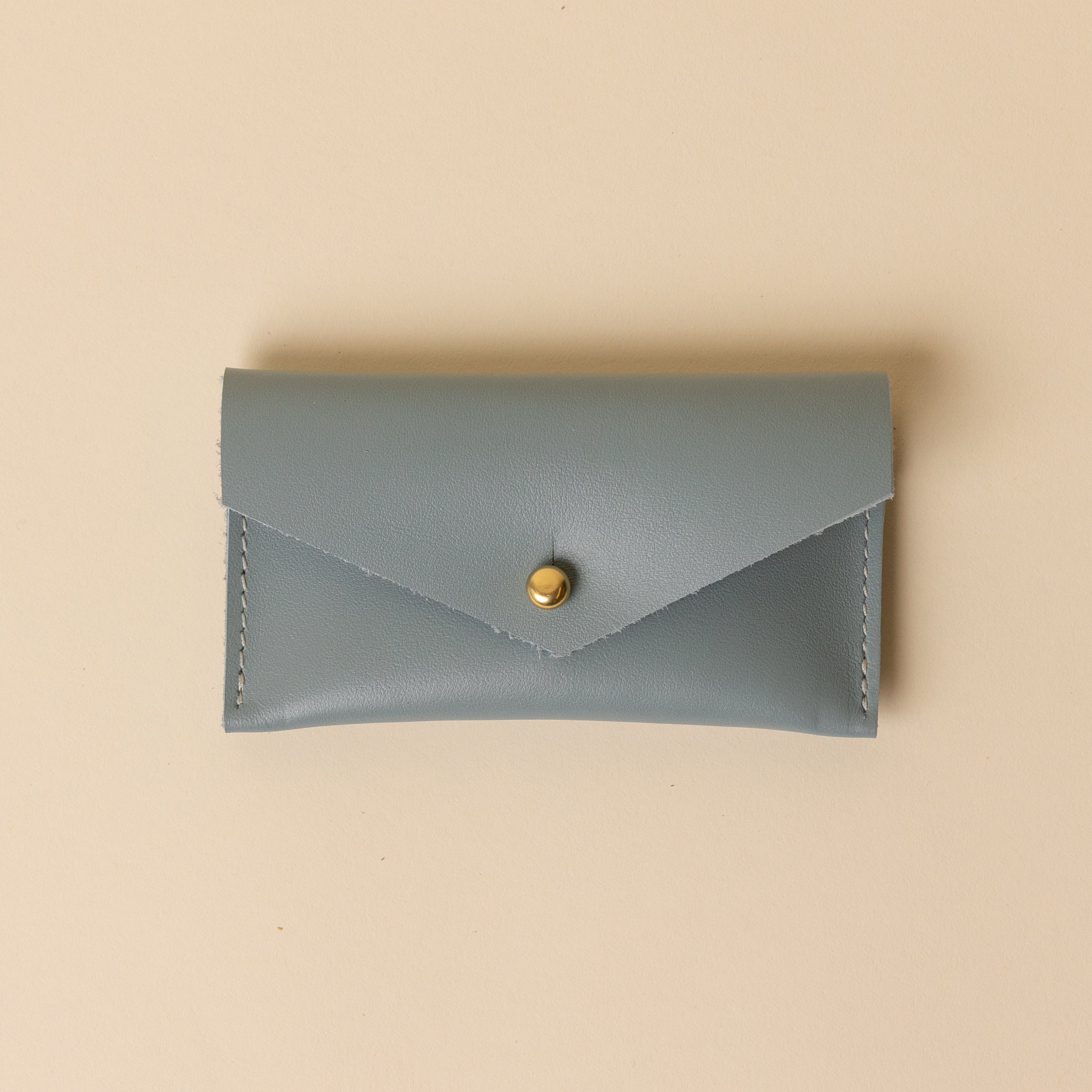 Seafoam Green Leather Compact Snap Card Holder