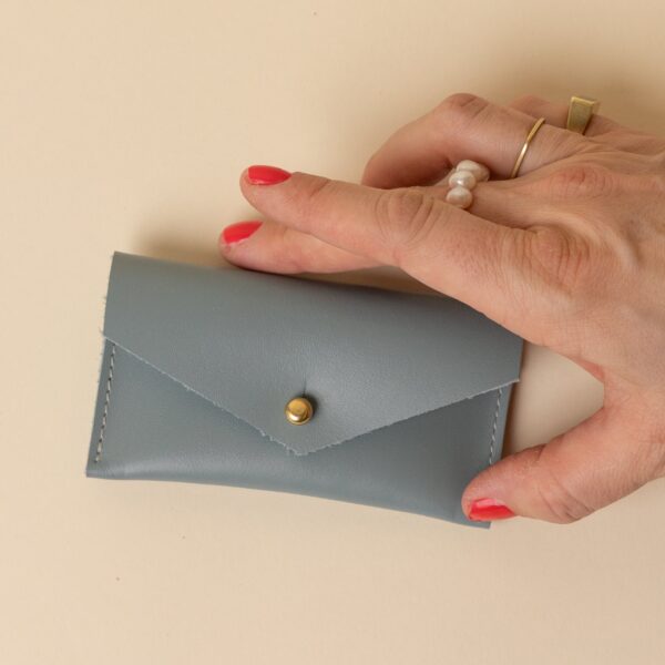 Seafoam Green Leather Compact Snap Card Holder