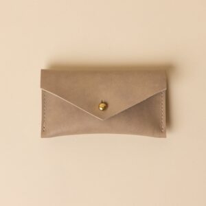 Ash Grey Leather Compact Snap Card Holder