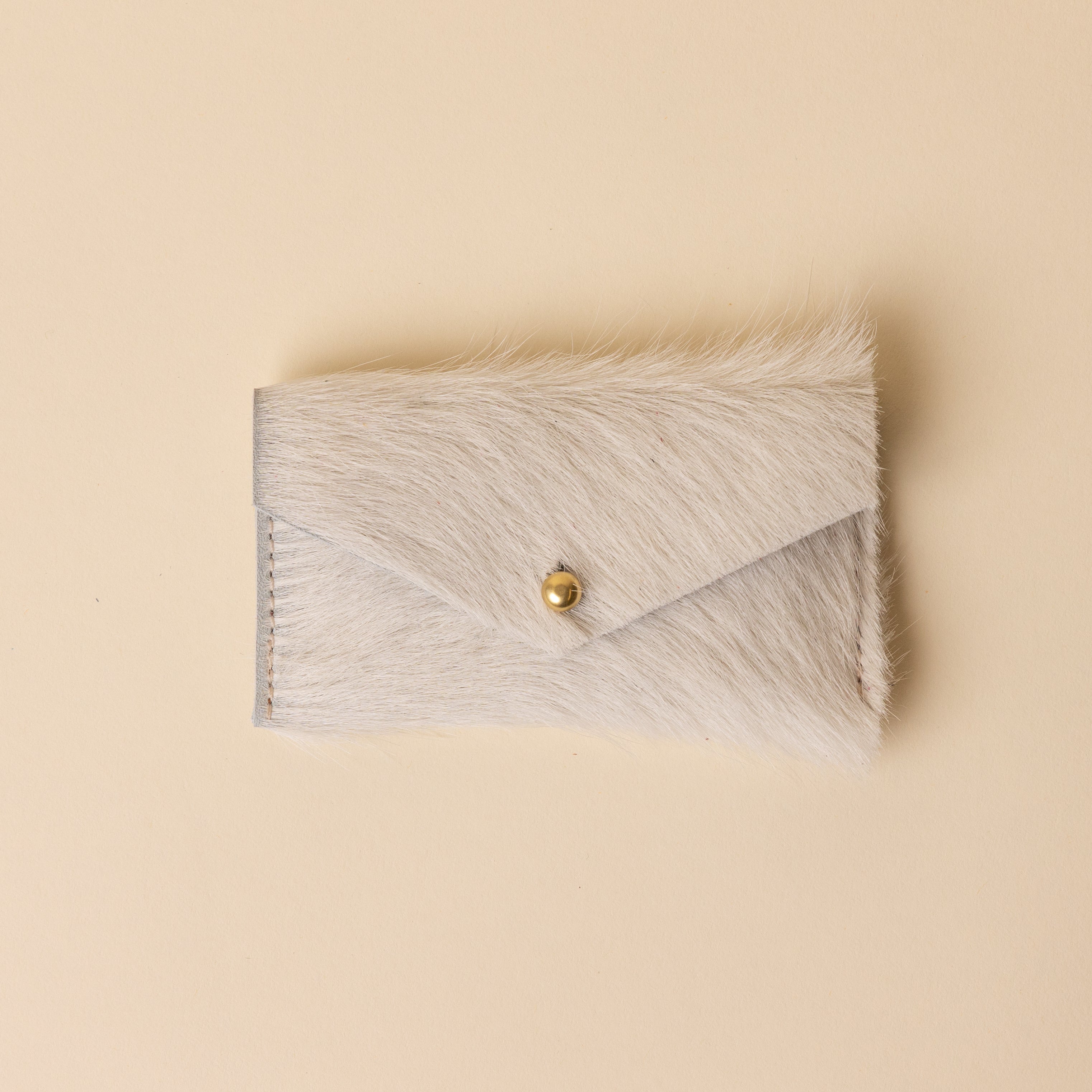 Upcycled White Leather Compact Snap Card Holder