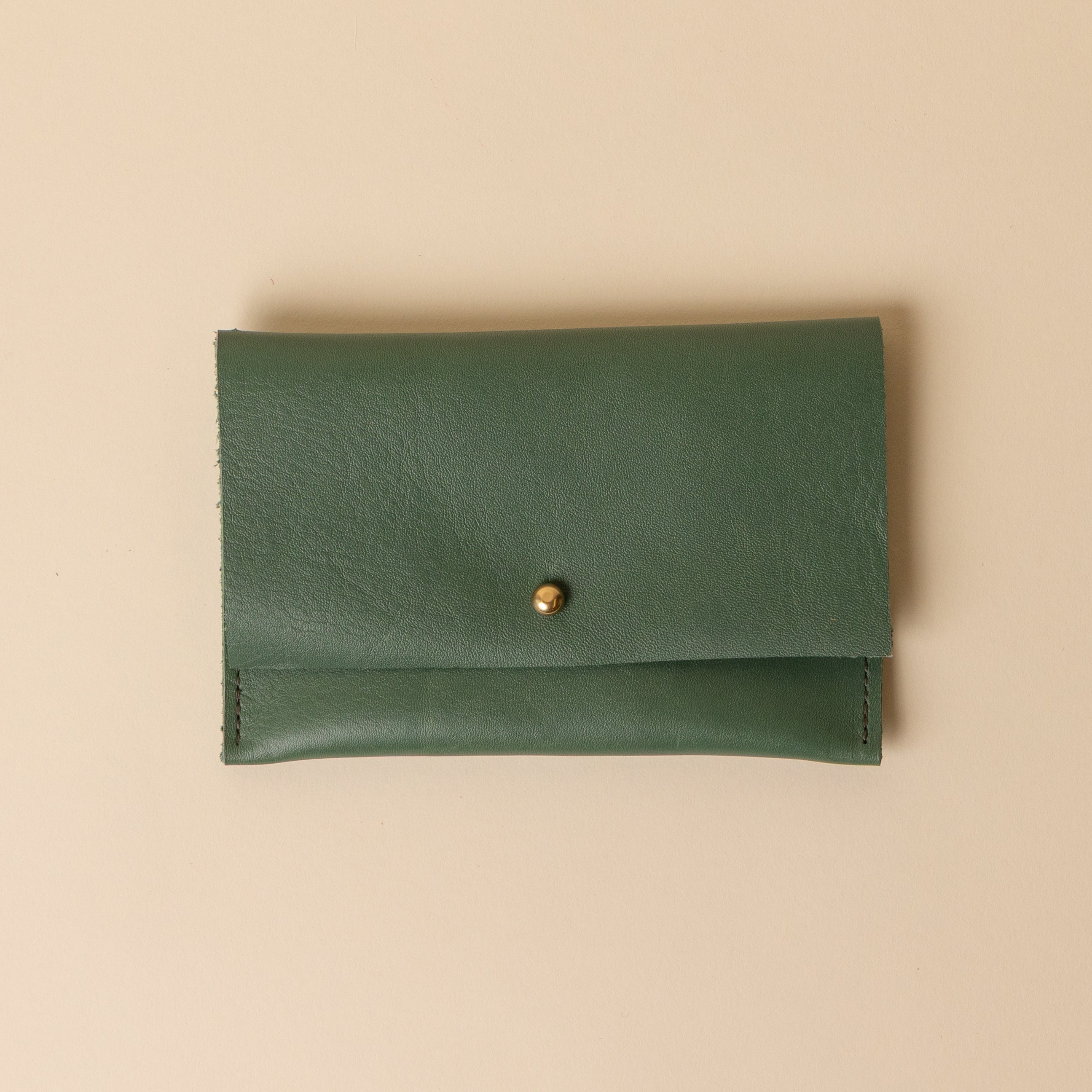 Grass Green Leather Passport Snap Pouch