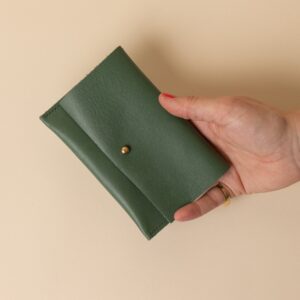 Grass Green Leather Passport Snap Pouch