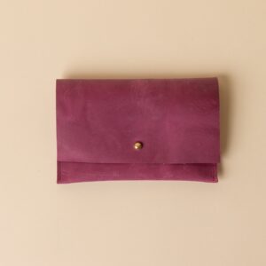 Raspberry Red Leather Passport Snap Pouch