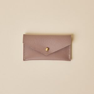 Mauve Leather Compact Snap Card Holder