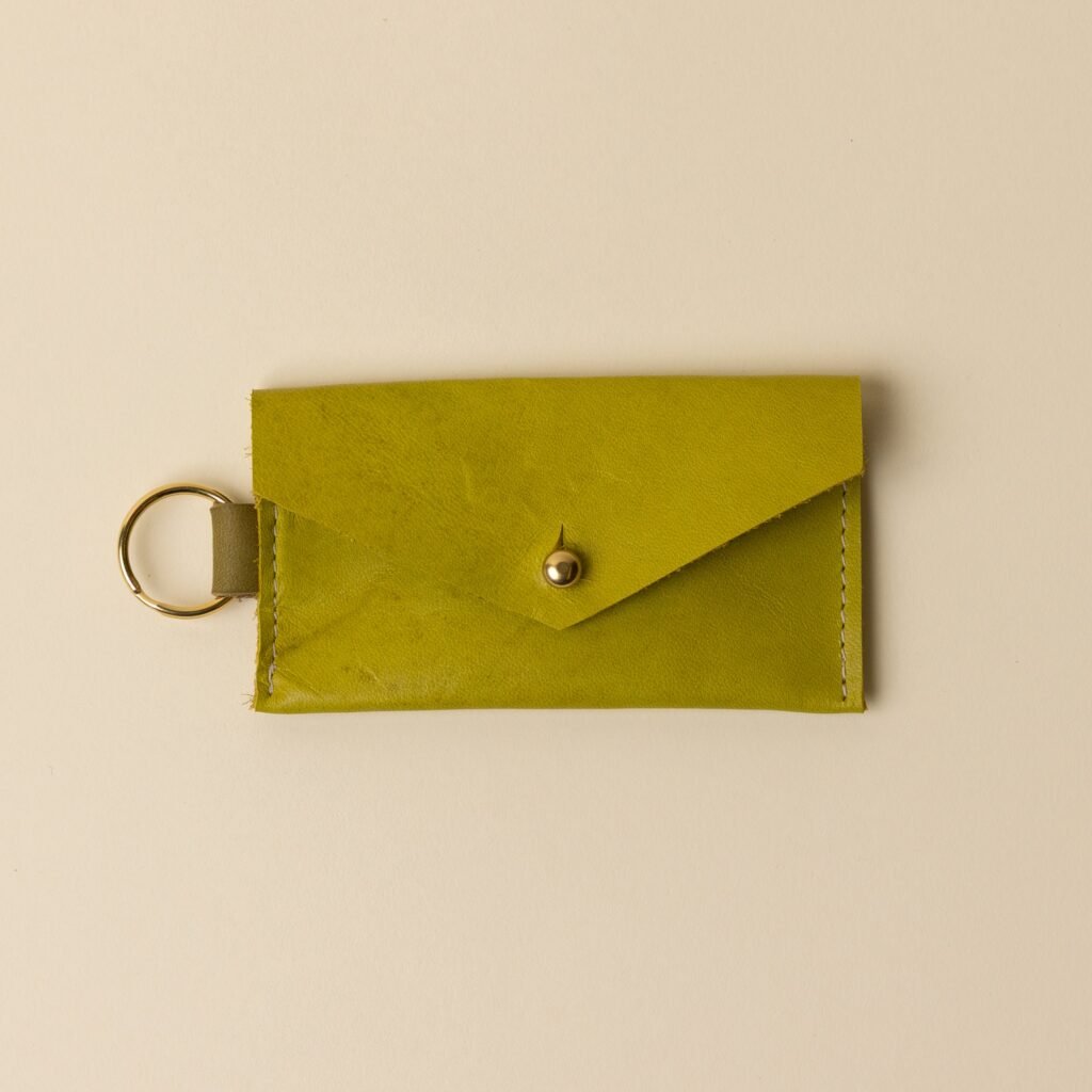 Lime Green and Herbal Green Leather Keyring Card Holder
