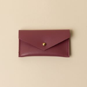 Burgundy Leather Compact Snap Card Holder