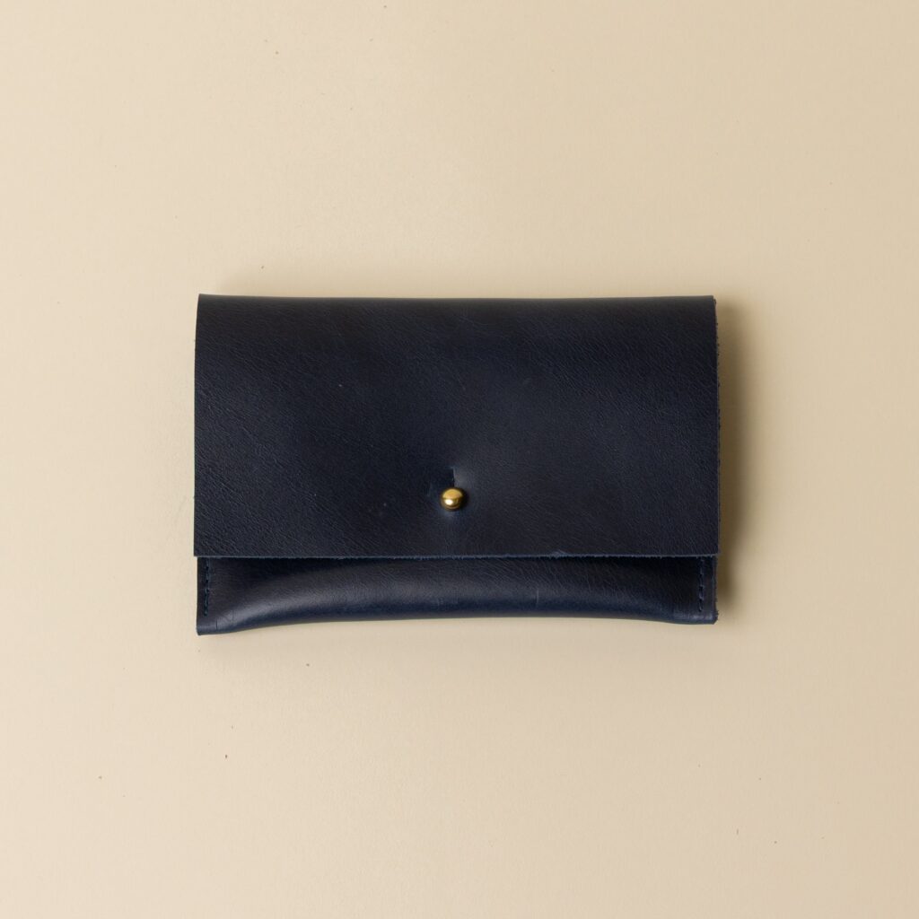 Indigo Blue Leather Passport Snap Pouch