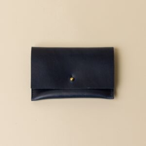 Indigo Blue Leather Passport Snap Pouch