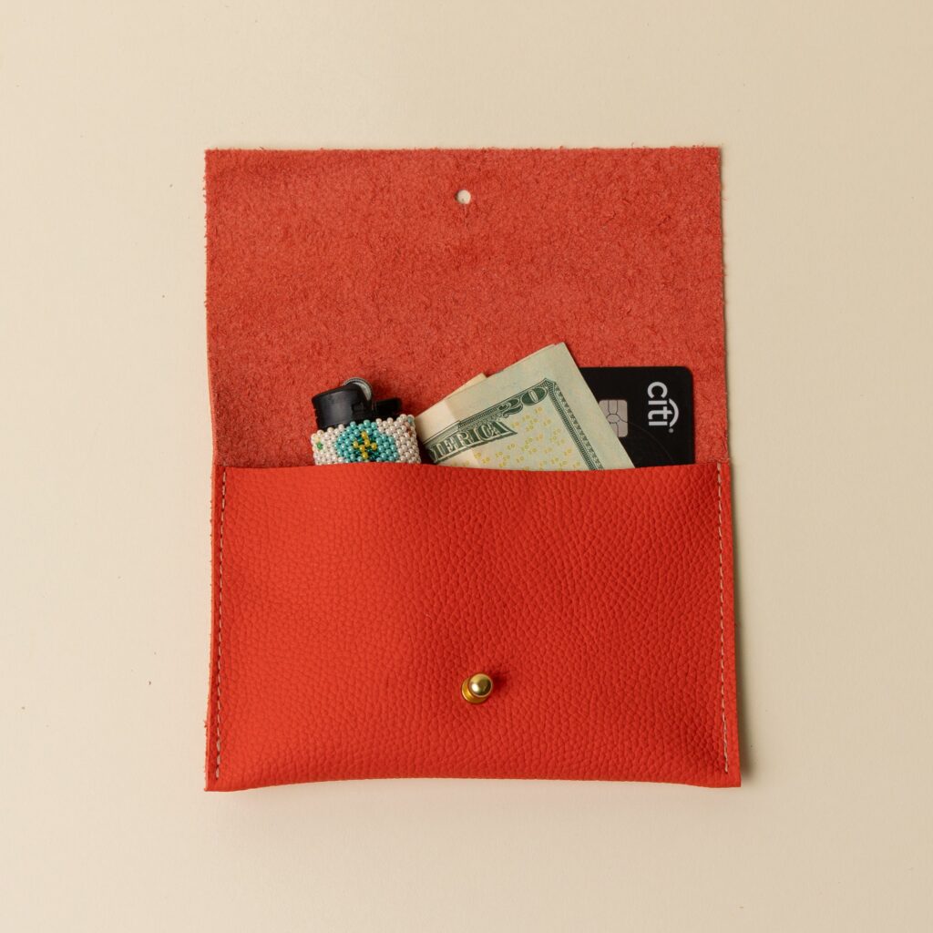 Poppy Red Leather Passport Snap Pouch