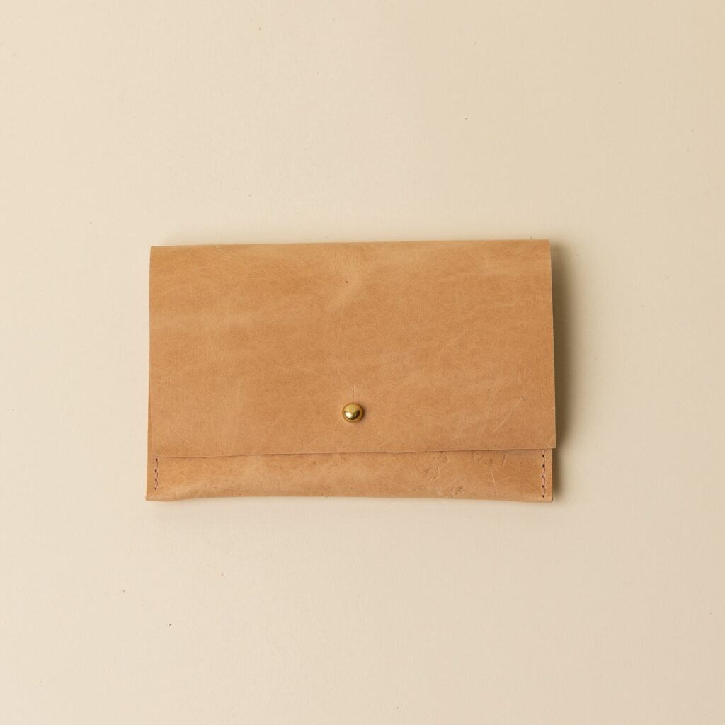Biscuit Beige Leather Passport Snap Pouch