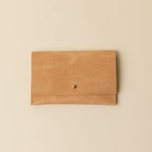 Biscuit Beige Leather Passport Snap Pouch