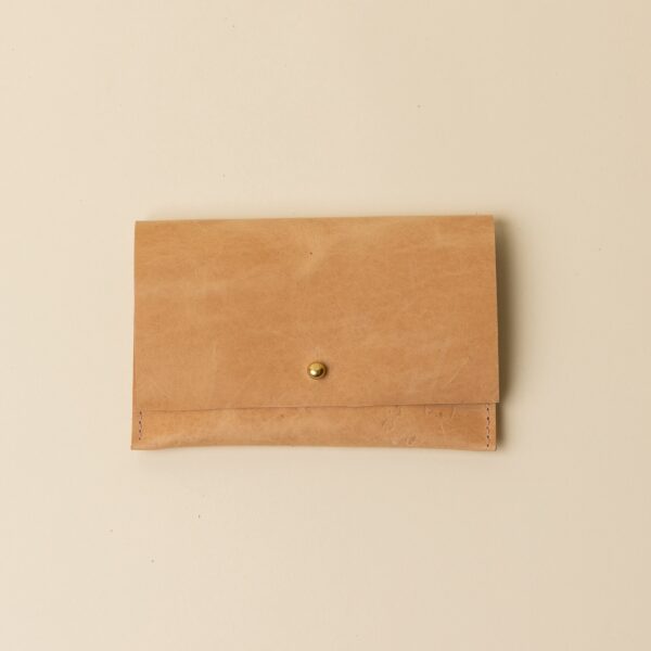 Biscuit Beige Leather Passport Snap Pouch