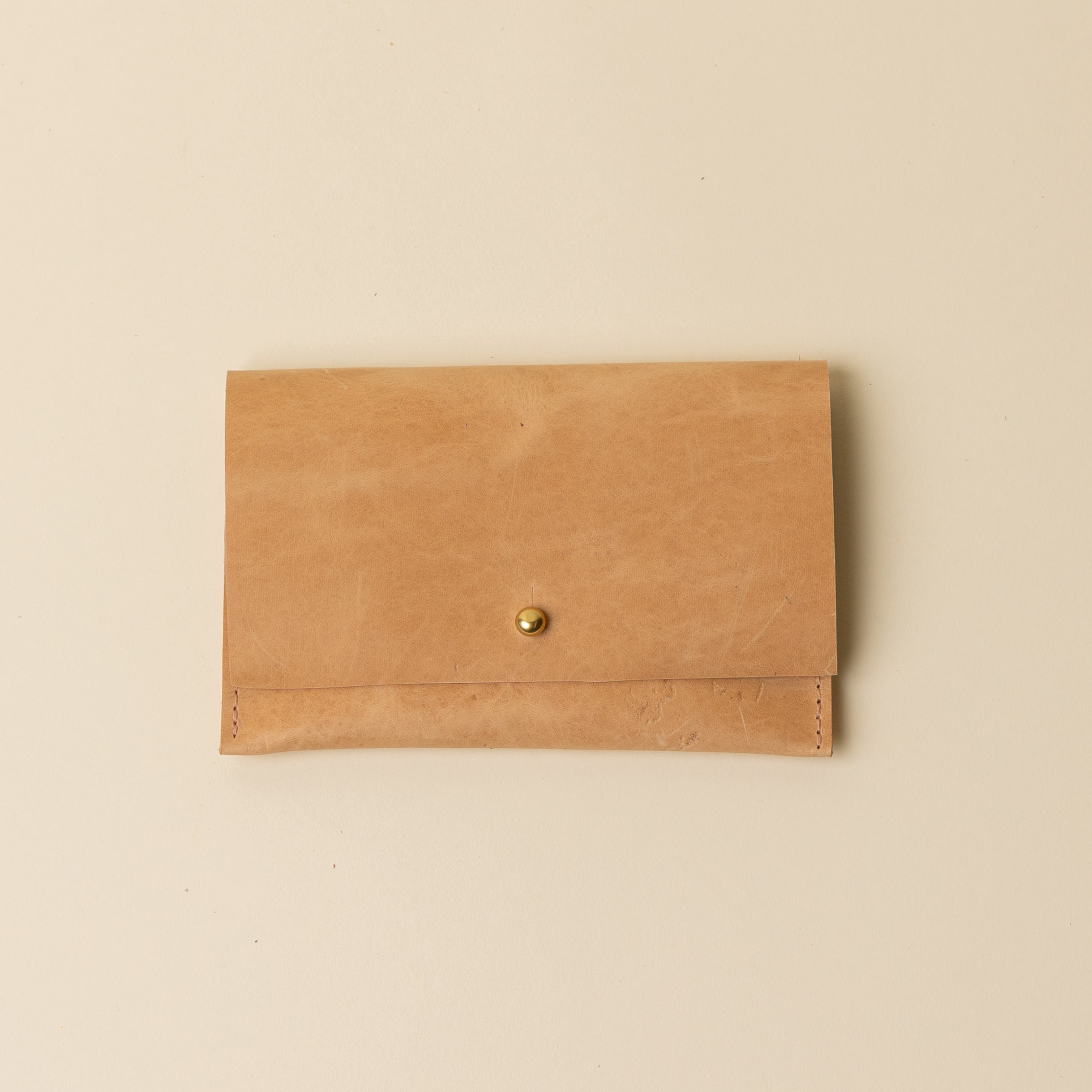 Biscuit Beige Leather Passport Snap Pouch