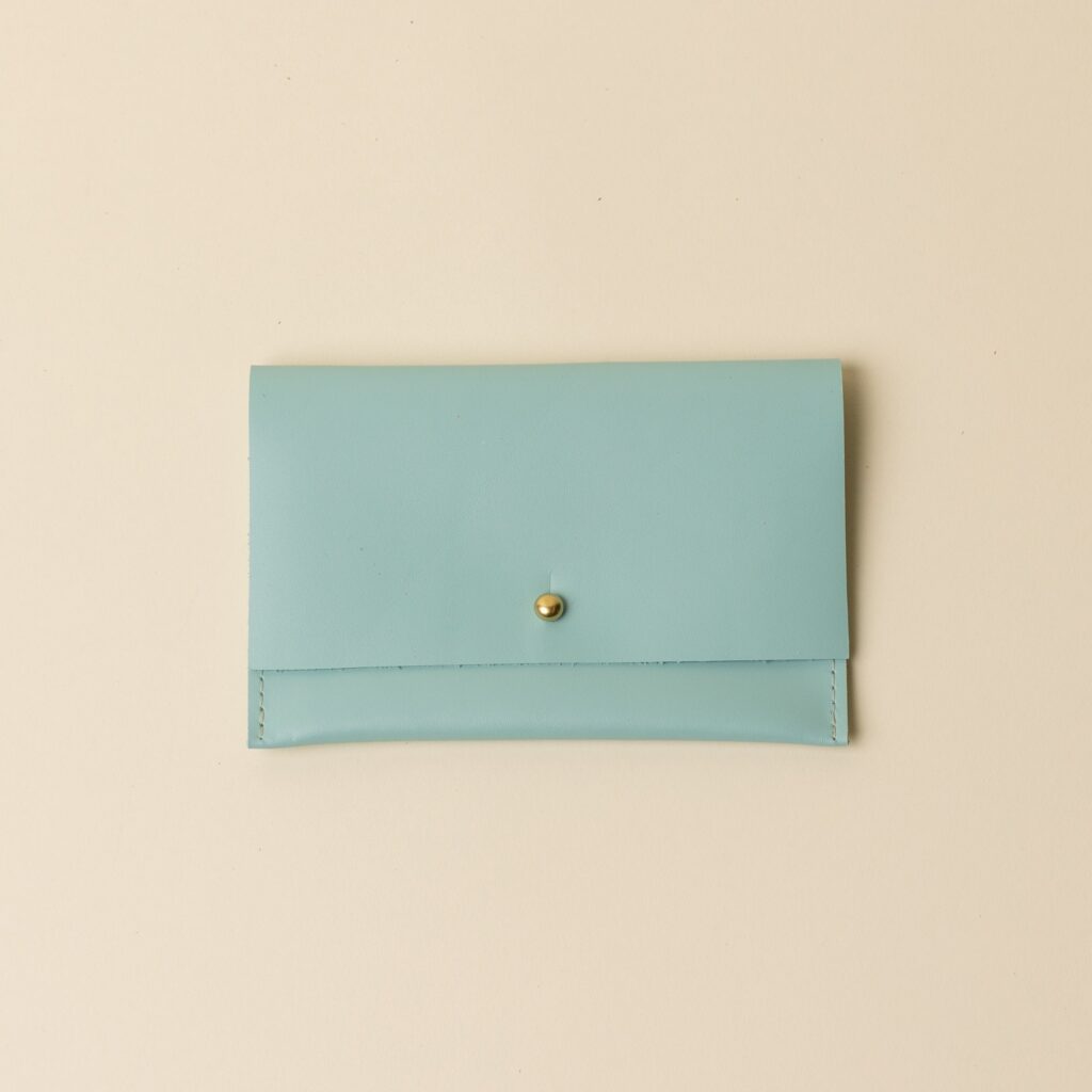 Soft Blue Leather Passport Snap Pouch