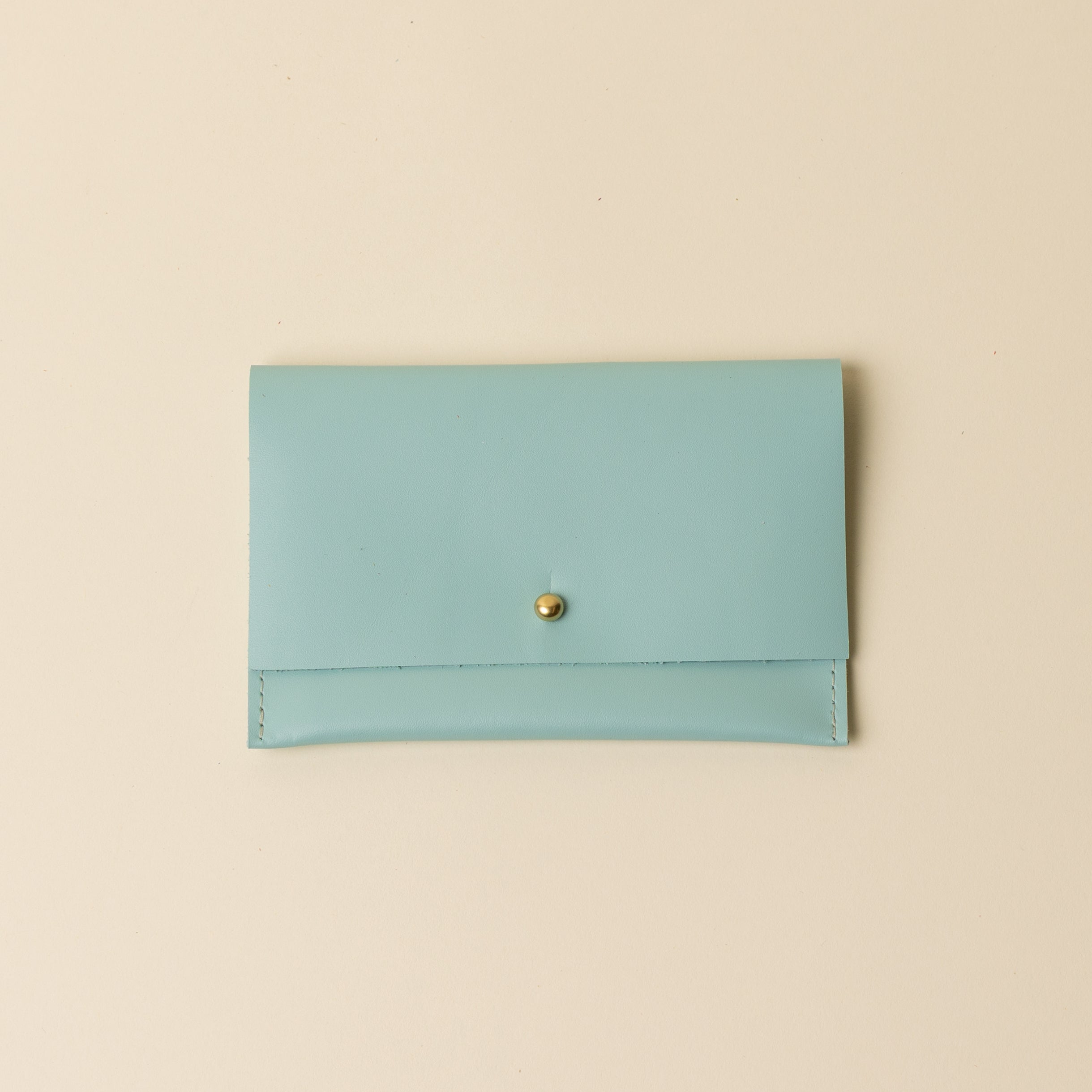 Soft Blue Leather Passport Snap Pouch