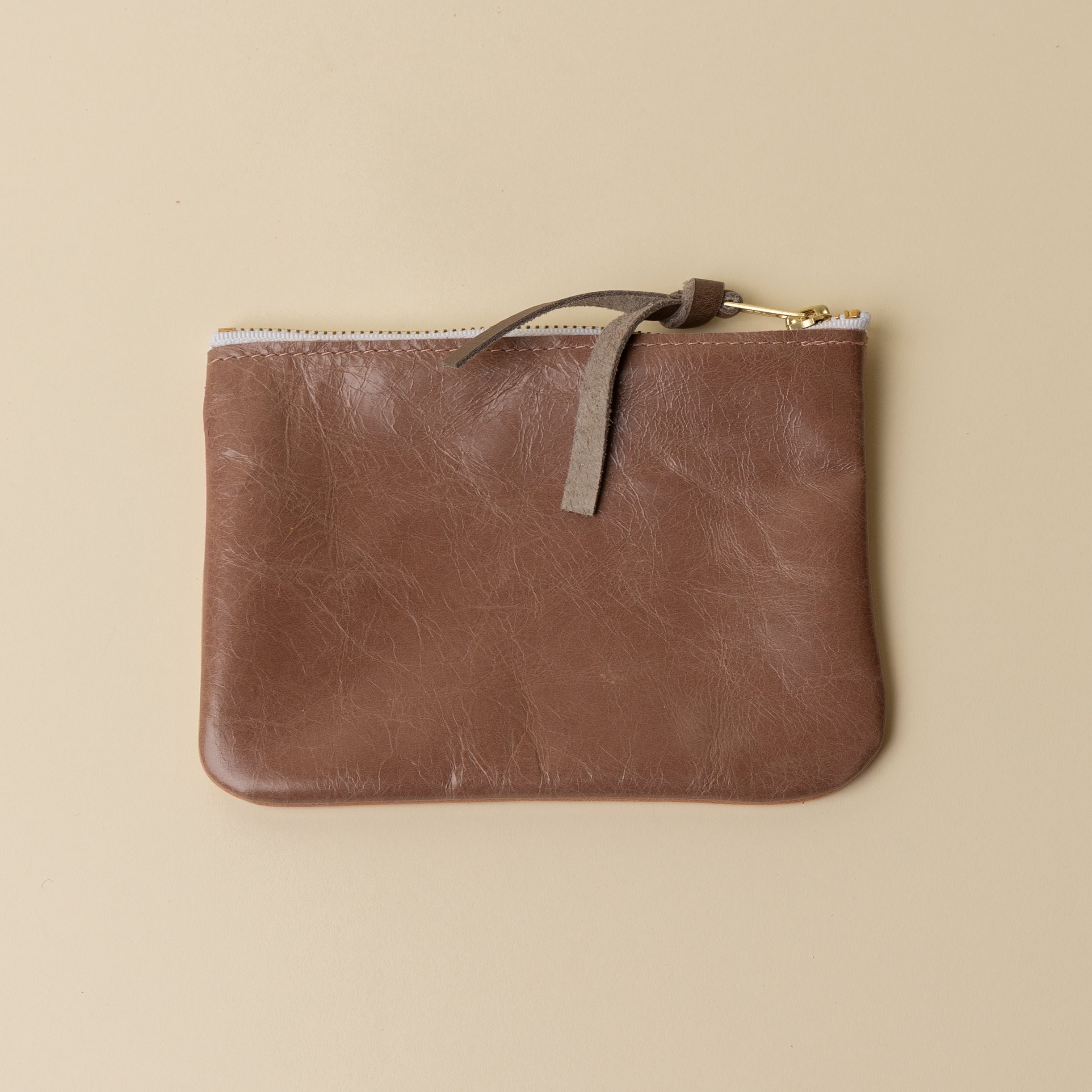 Soft Peach and Soft Lavender Leather Zip Everyday Pouch