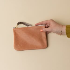 Soft Peach and Soft Lavender Leather Zip Everyday Pouch