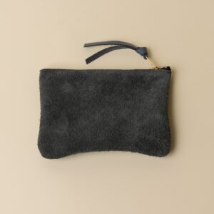 Emerald Green and Dusty Blue Leather Zip Everyday Pouch