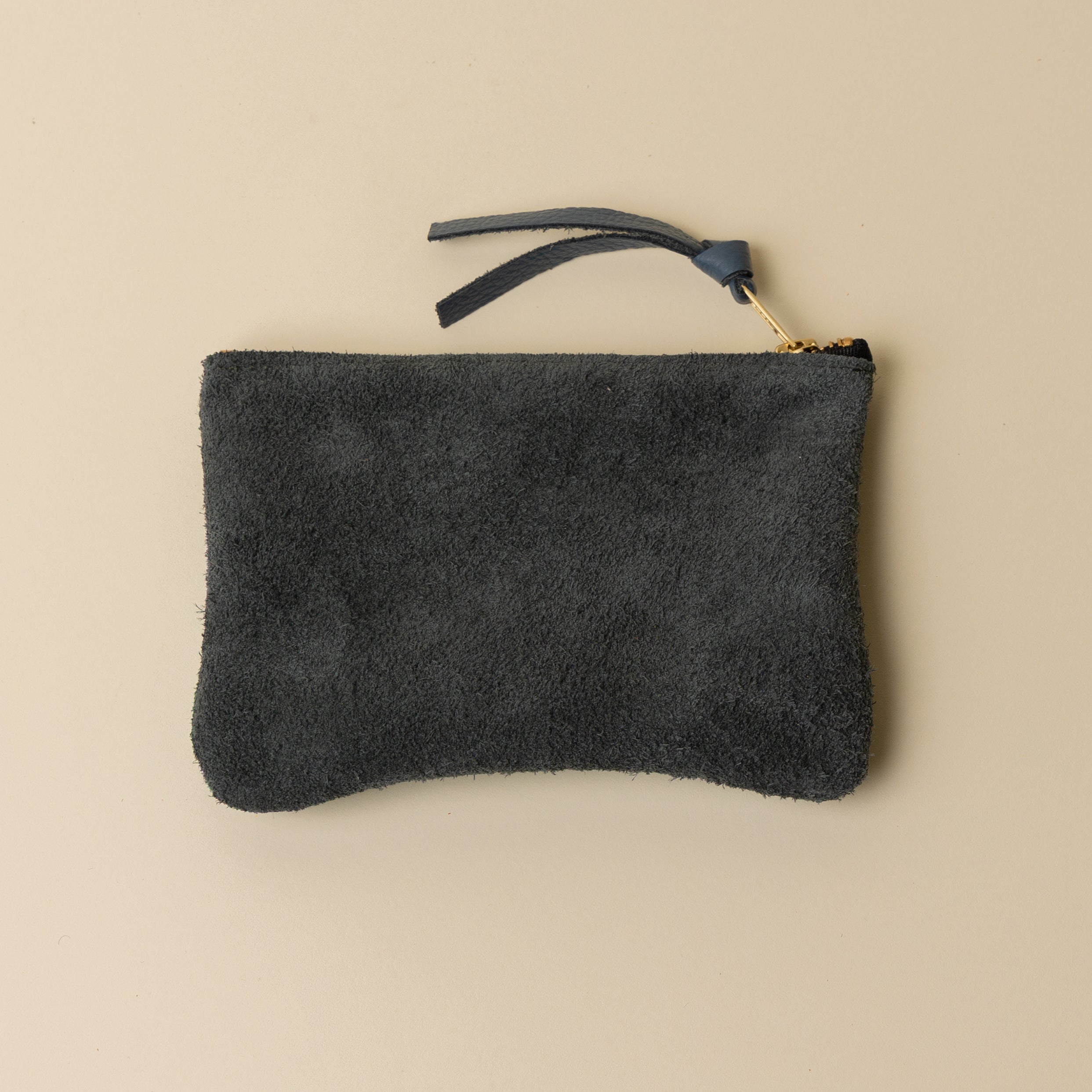 Emerald Green and Dusty Blue Leather Zip Everyday Pouch