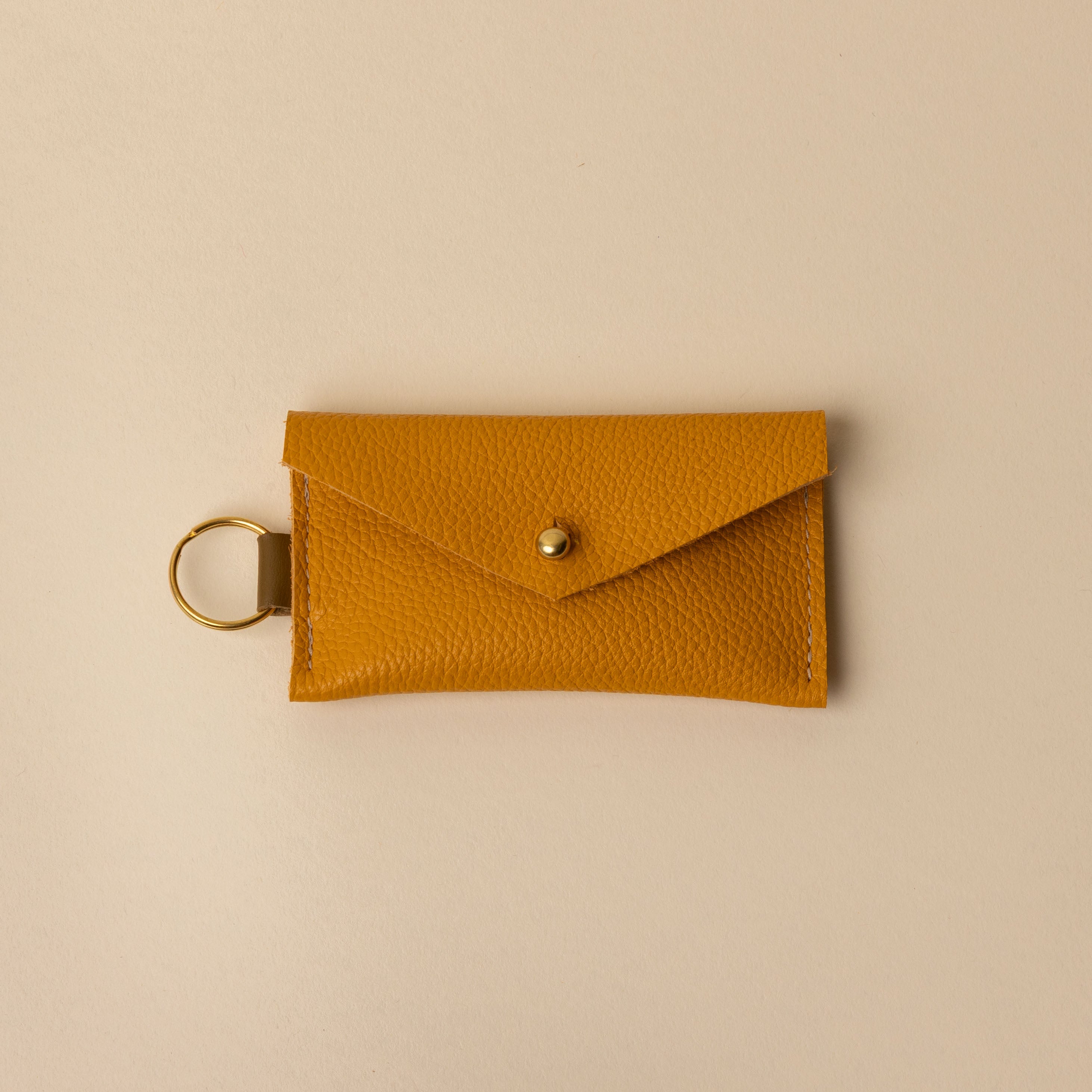 Mustard Yellow and Olive Green Leather Keyring Card Holder
