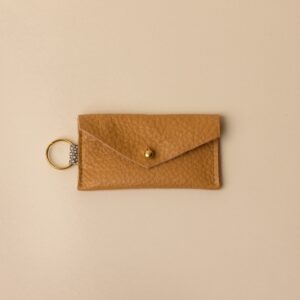 Warm Camel and Speckled Neutral Leather Keyring Card Holder