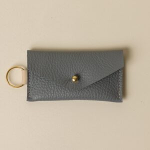 Warm Grey and Ivory Leather Keyring Card Holder