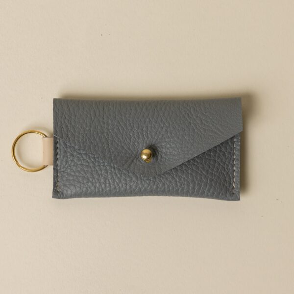 Warm Grey and Ivory Leather Keyring Card Holder