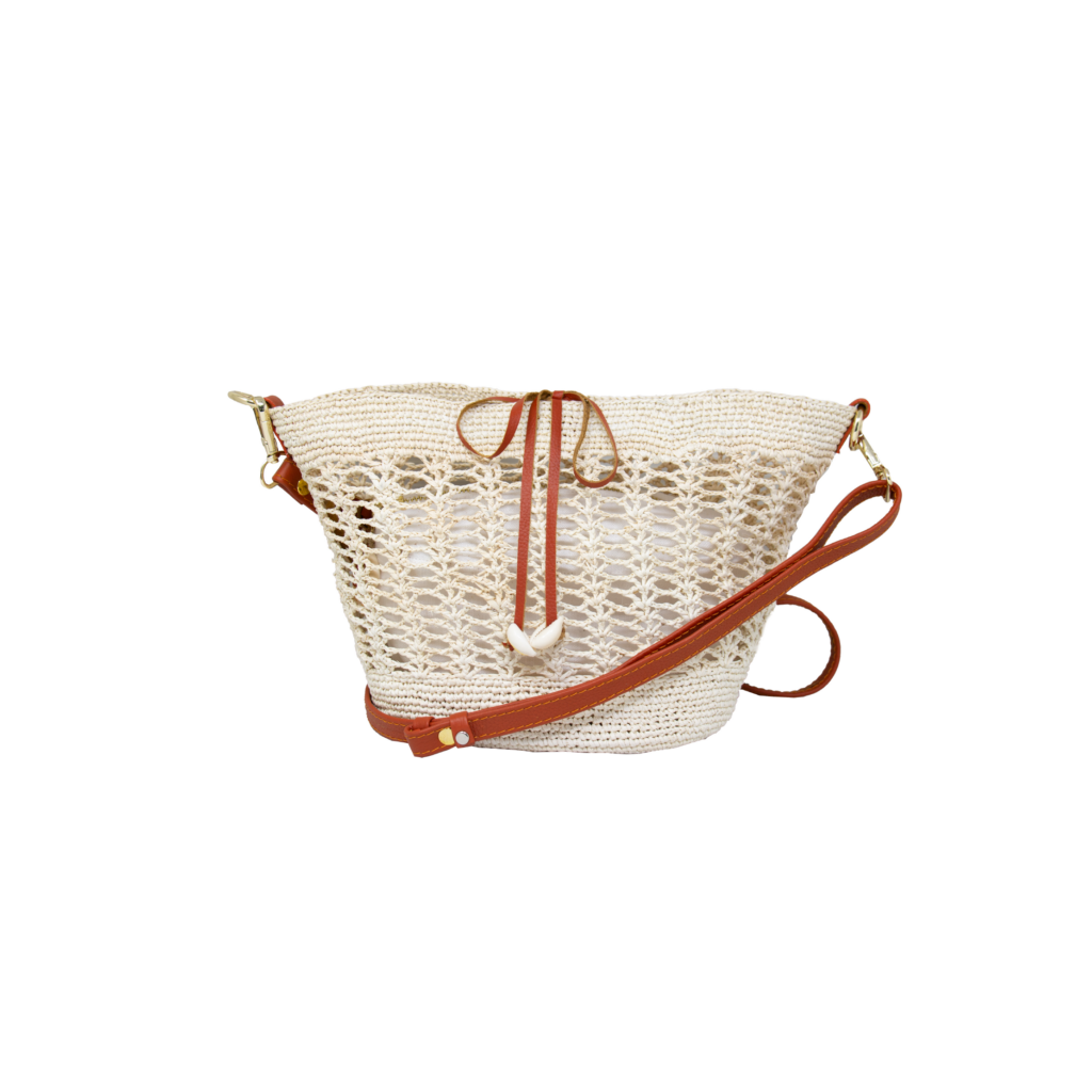 Natural Leather Open Weave Mini Handbag