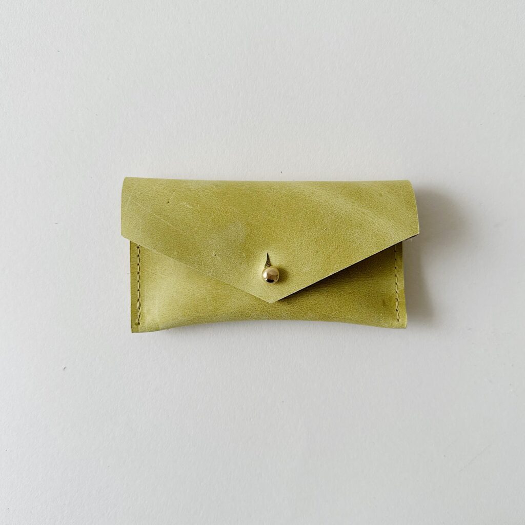 Citrus Yellow Leather Compact Snap Card Holder