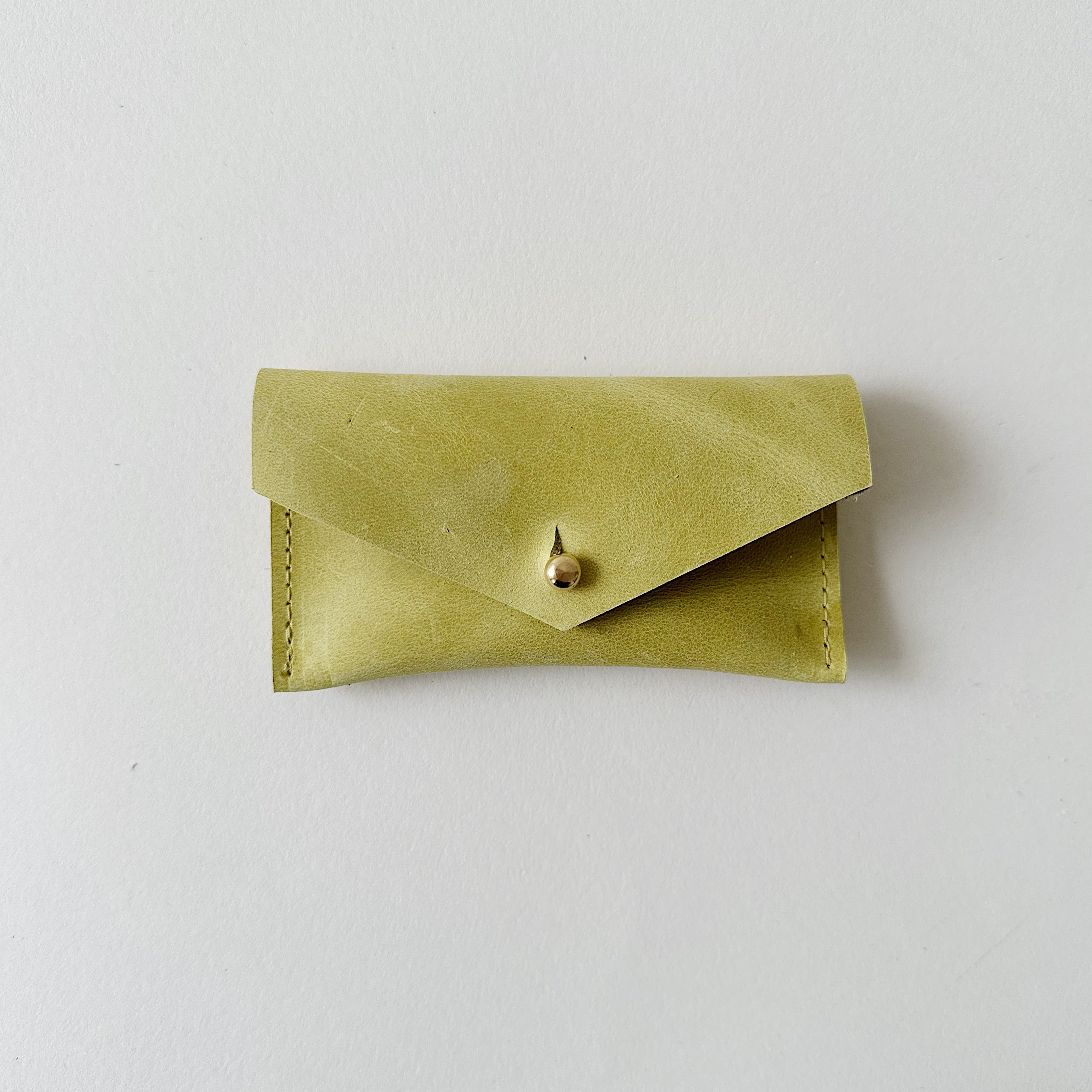 Citrus Yellow Leather Compact Snap Card Holder