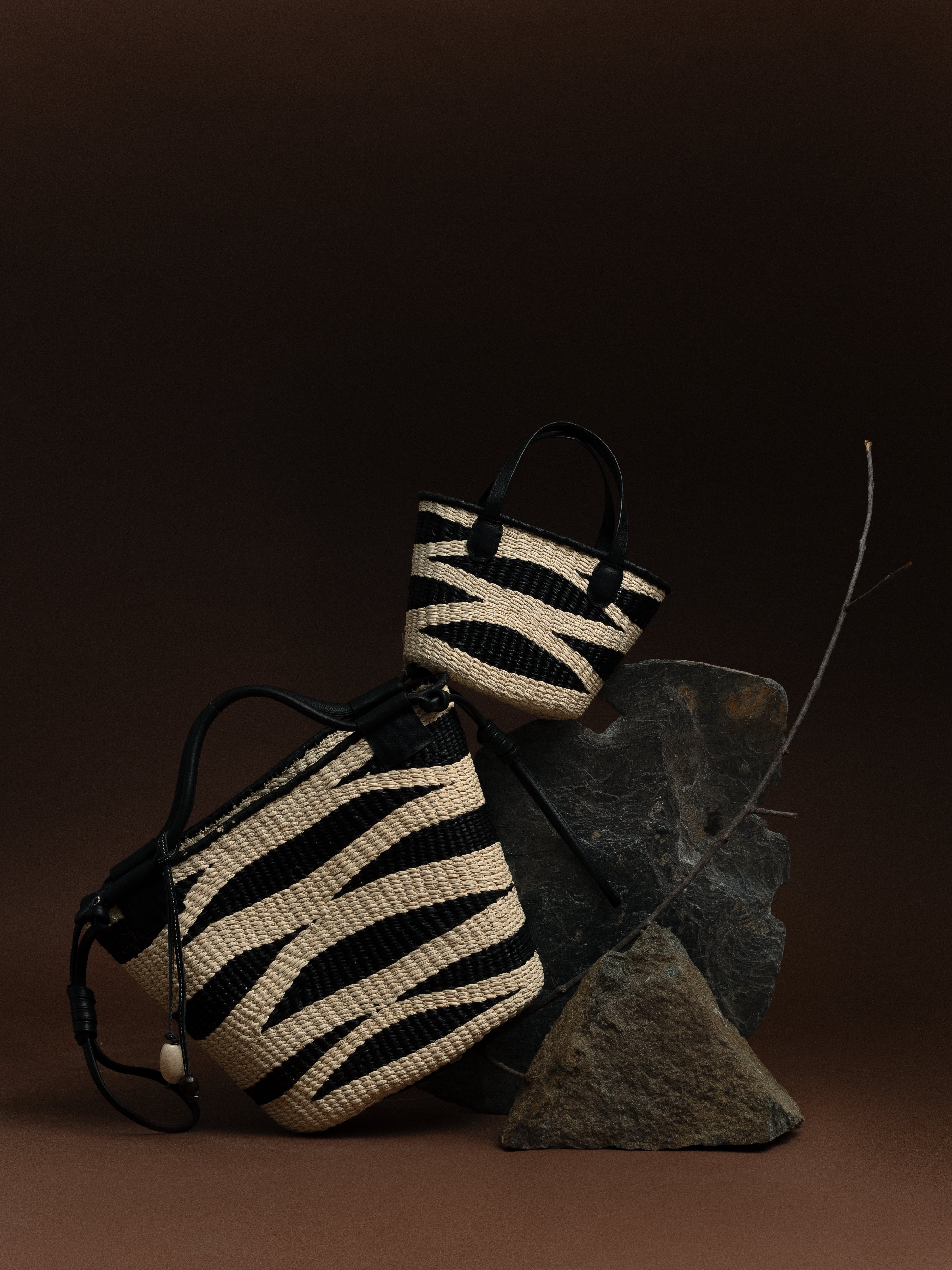 Natural Leather Mini Zebra Handbag
