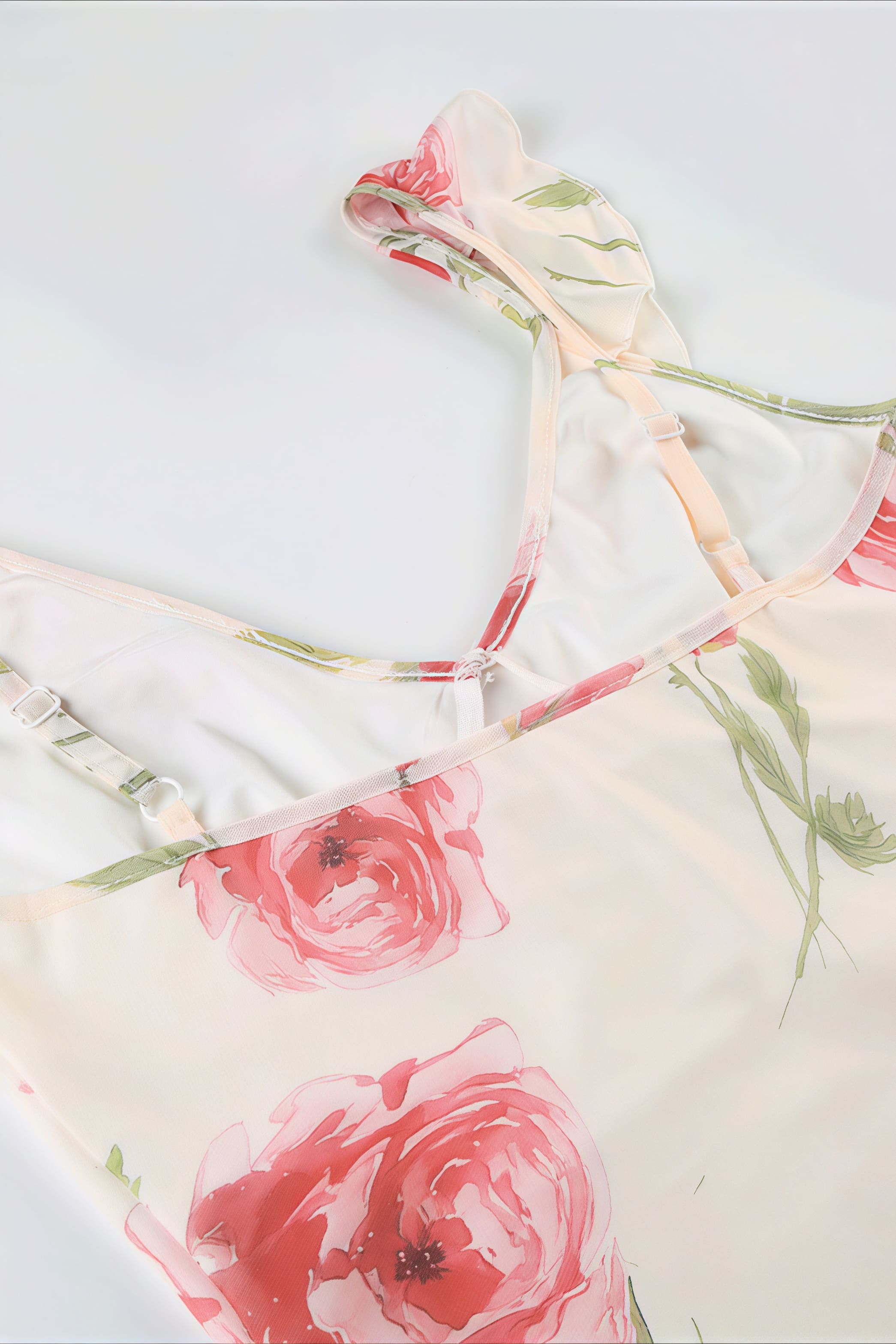 Floral Print Mesh V Neck Cami Midi Dress - Image 6