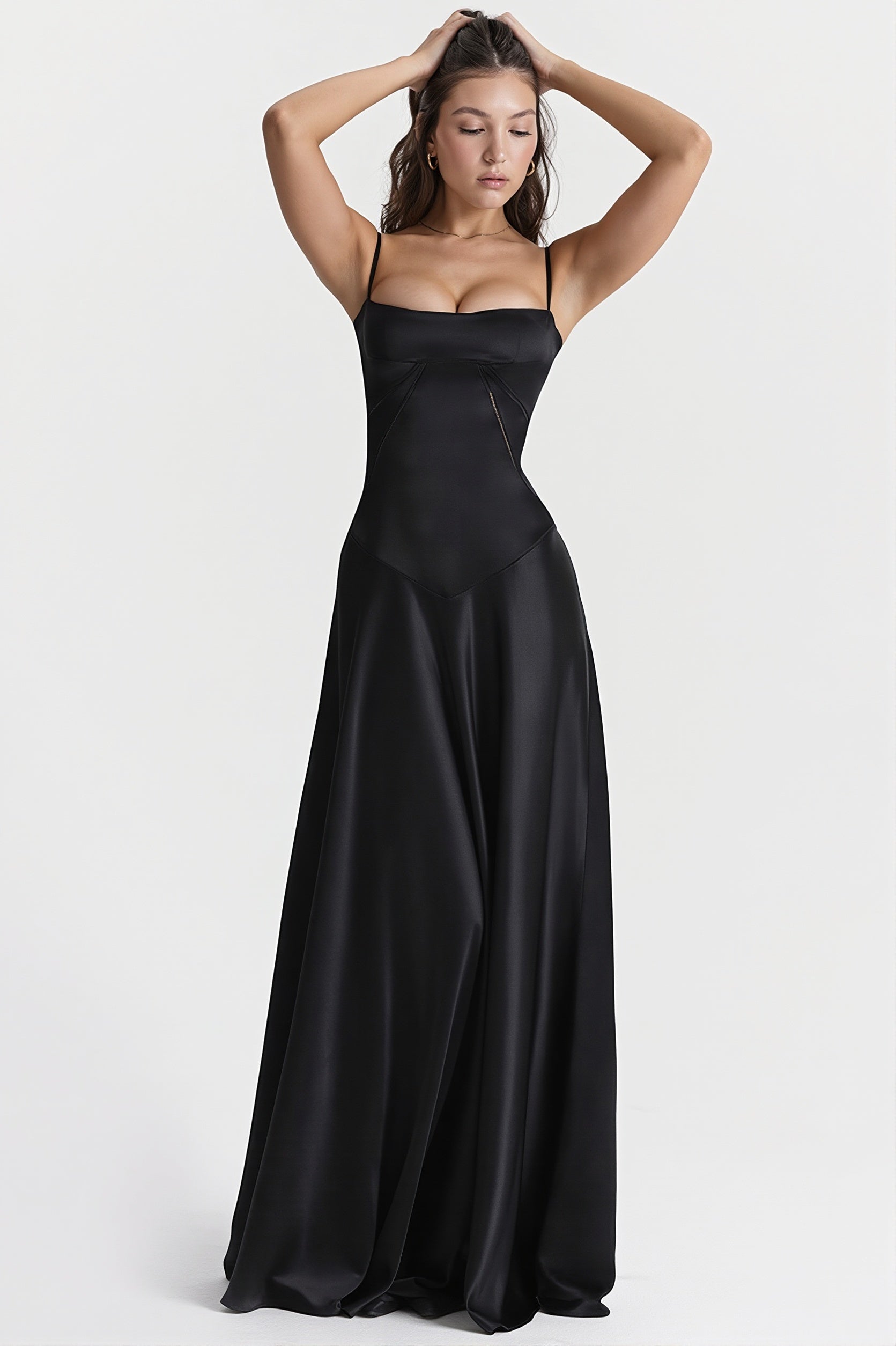 Velvet Lined Jacquard Satin Cami Maxi Dress - Image 6